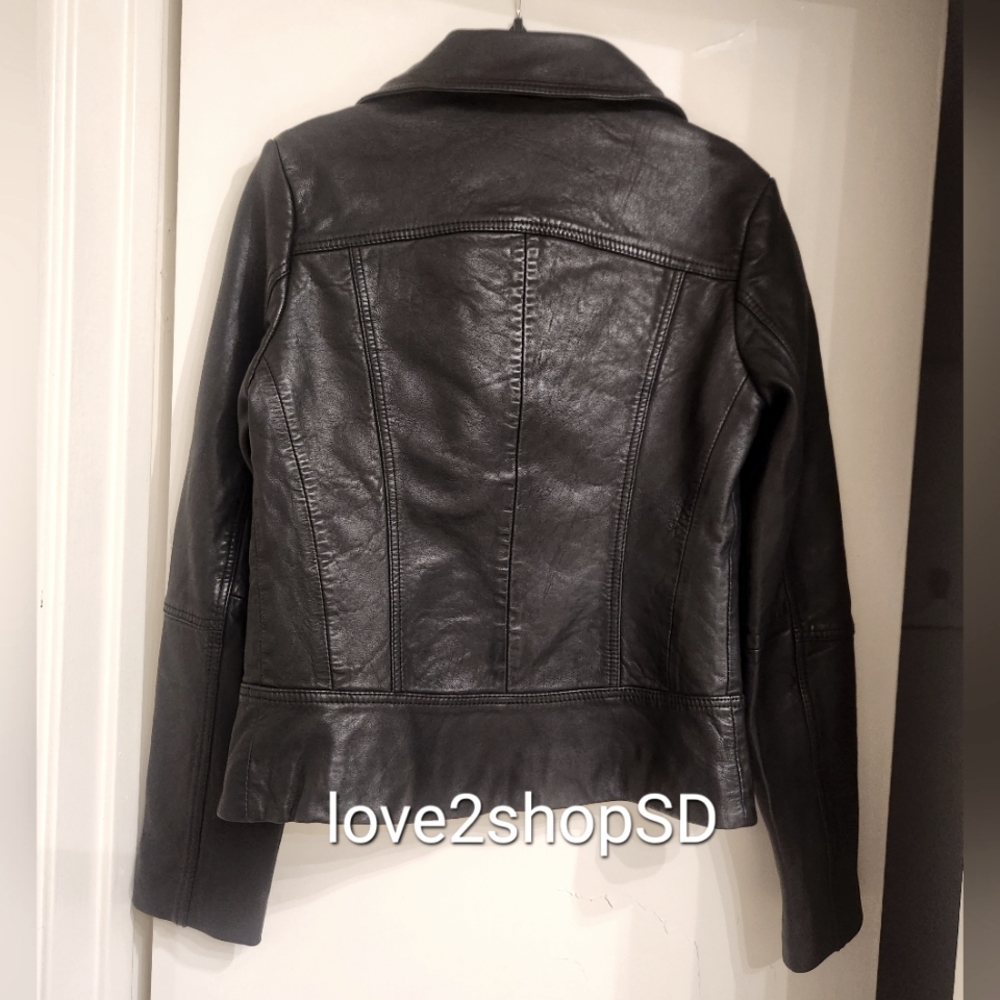 AllSaints Belvedere Biker Leather Jacket Size US 4 NWT Black - Picture 11 of 12